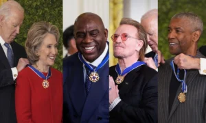 بايدن يوشح مجموعة من الفنانين والسياسيين والرياضيين الامريكيين والعالميين قبل نهاية ولايته .