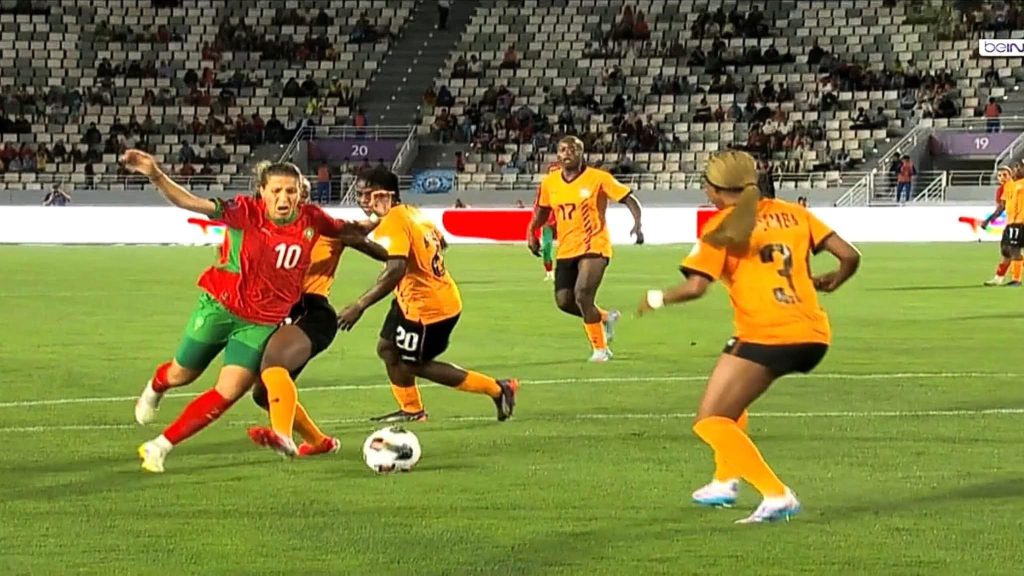 المنتخب المغربي للسيدات خلال مباراته أمام زامبيا في كأس إفريقيا 2024